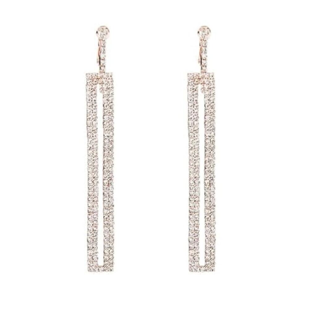 Gold Rhinestone Drop Earrings